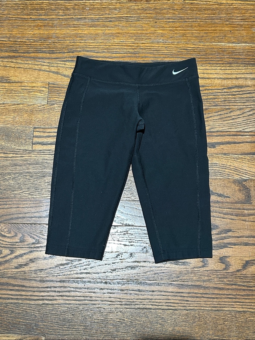 Nike Kids Black Cropped Athletic Shorts with Swoosh